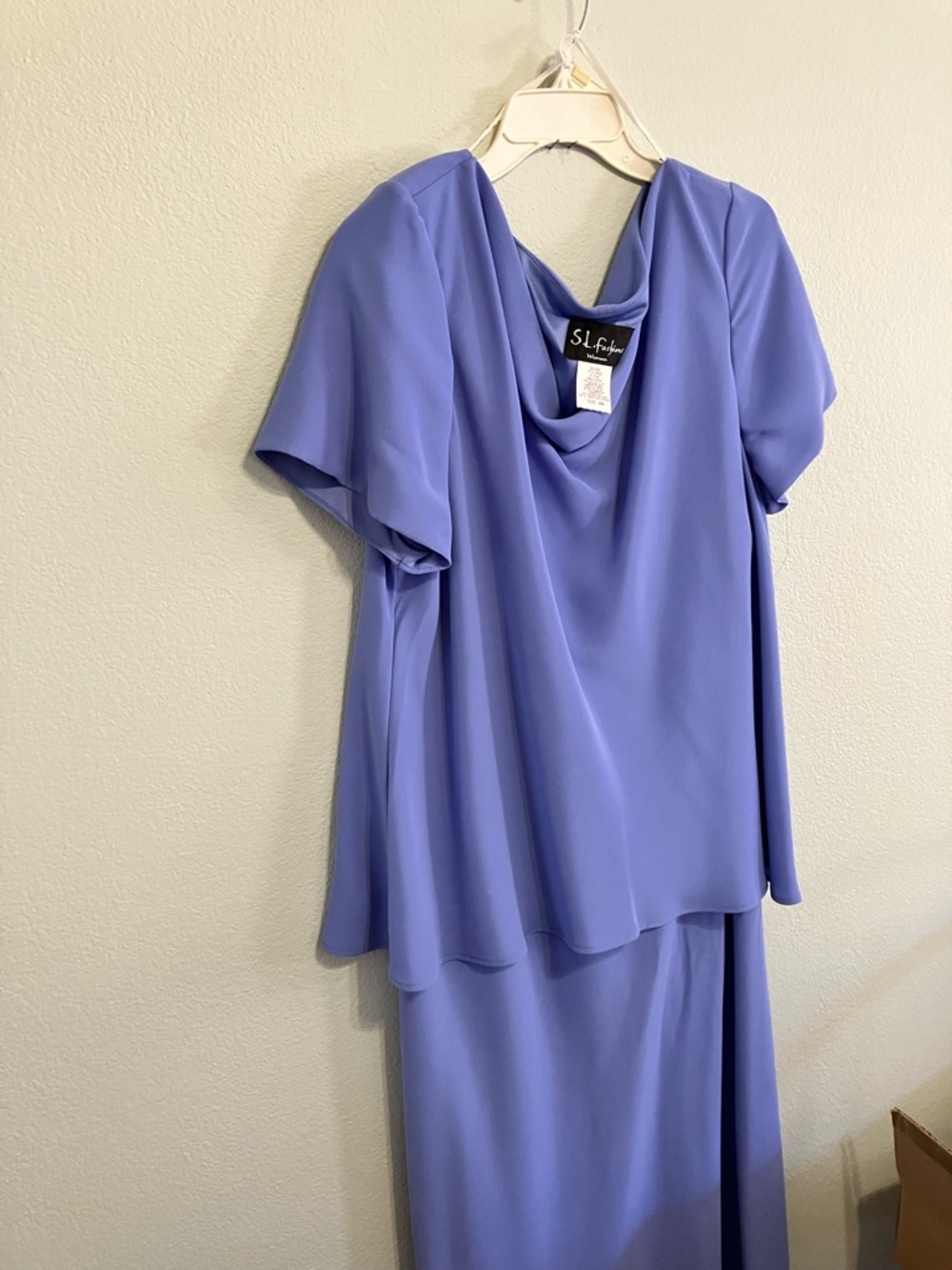 S. L. Fashions Woman Periwinkle Floor Length Layered Dress